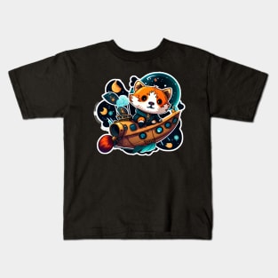 Riley the Red Panda but he's boat captain ready to plunder some treasure Sticker Kids T-Shirt